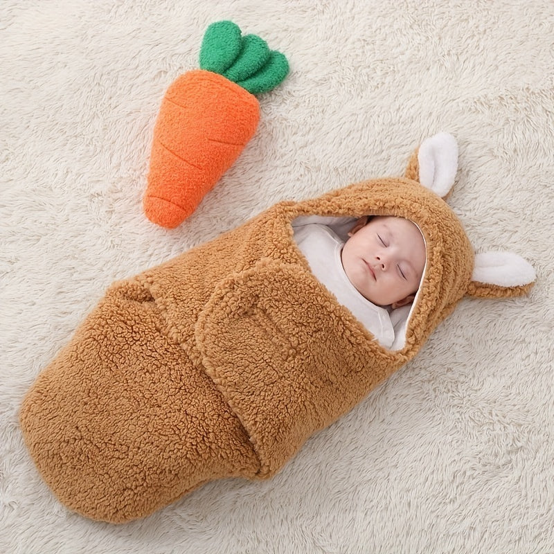 Super Soft Baby Sleeping Bag Fluffy Fleece Newborn Blanket Swaddle Blankets, Unisex Baby Wrap For Newborn Baby Boys Girls With Head-Protecting & Head-Supporting Function, Wearable Swaddle Sleep Sack - Cindi Book