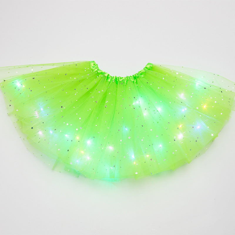 Magical & Luminous  LED Princess Halloween Tutu Skirt Sequins Shiny Skirt - Cindi Book