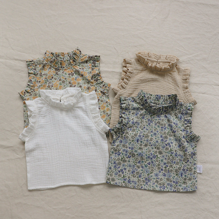 Girls' Summer Baby Floral Vest T-shirt - Cindi Book