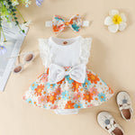 Sleeve Stitching Flower Print Romper - Cindi Book
