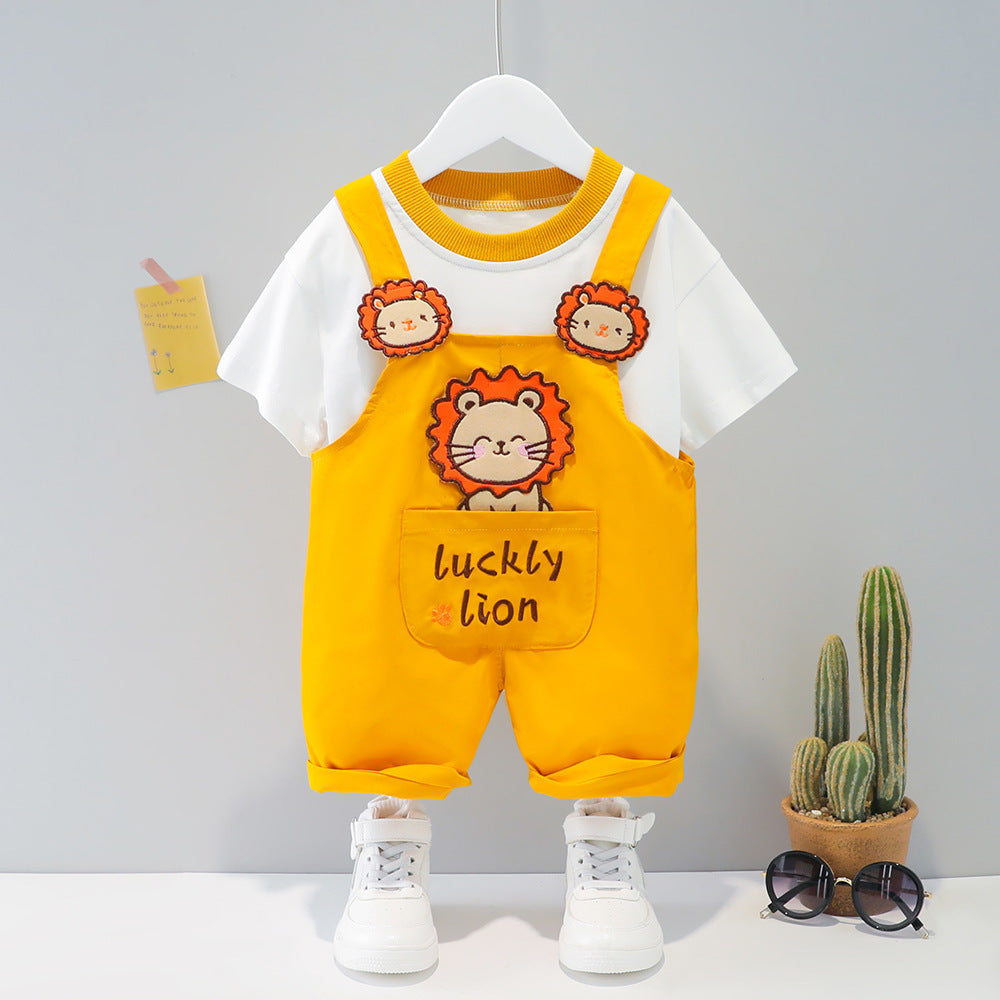 Children's Clothing Men And Women Baby Summer Cartoon Short-sleeved Overalls - Cindi Book