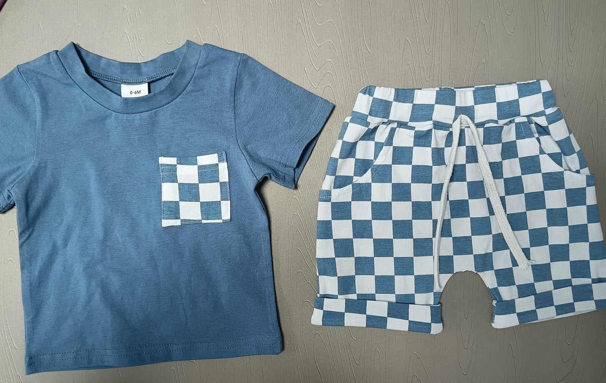 Baby's Casual Short-sleeved Plaid Shorts Suit - Cindi Book