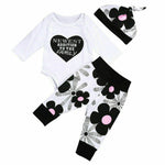 Children's cotton long-sleeved heart-shaped printing three-piece suit - Cindi Book
