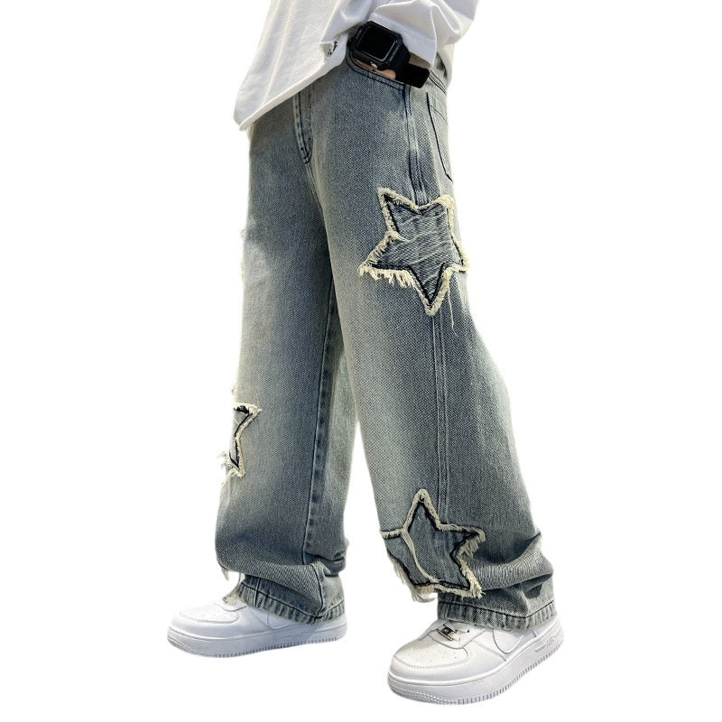 New Big Children Wide-Leg Pentagram Jeans