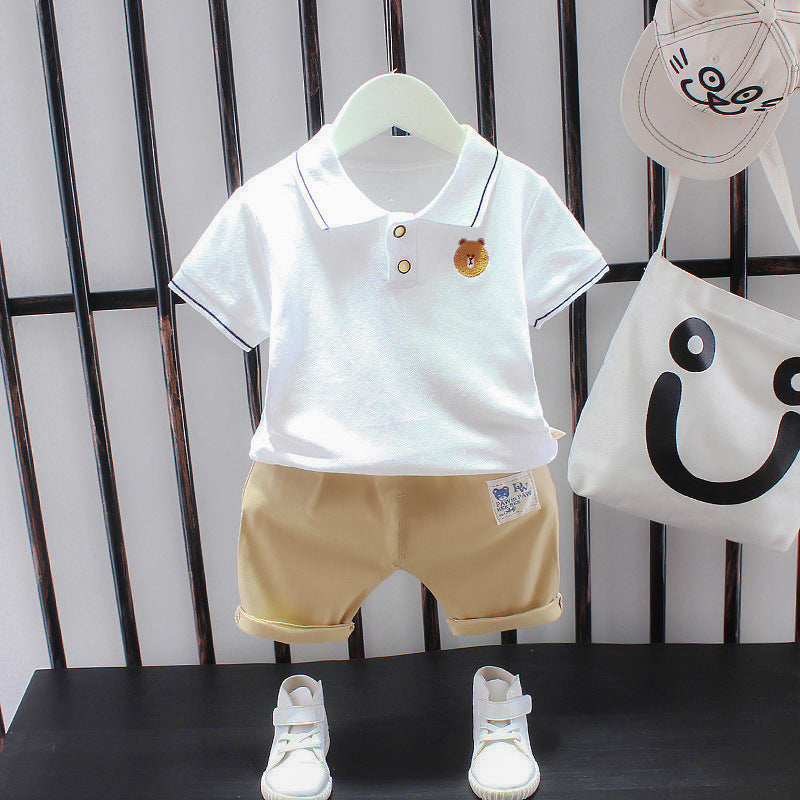 Summer Letter Lapel Short Sleeve Two-piece Suit - Cindi Book