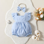 Flying Sleeve Shoulder Solid Color Sleeveless Romper - Cindi Book
