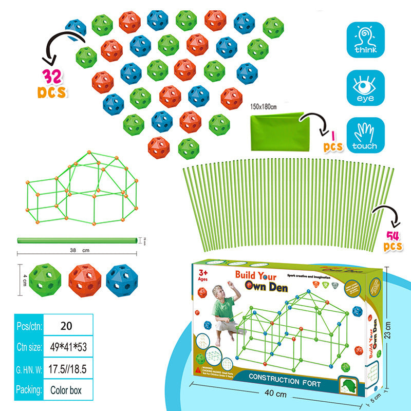 Children's DIY Bead Insertion Tent Game House With Building Blocks - Cindi Book