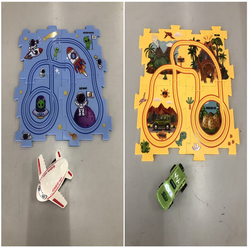 Children Puzzle Electric Railroad Speeder DIY Assembly Electric Car Automatic Rail City Scene Construction Education Toy Gift - Cindi Book