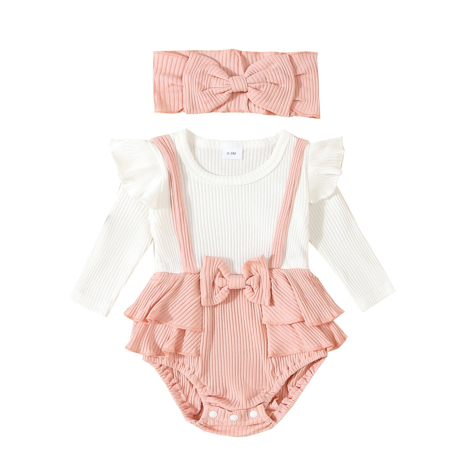 Toddler Flounced Sleeve Shoulder Strap Romper Girls' Spring And Autumn - Cindi Book