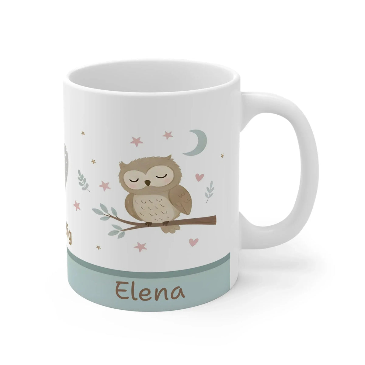 Personalized Dream Big Owl Mug | Custom Name | Sleepy Owl Moon Stars Nursery Ceramic Gift