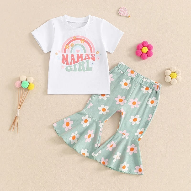 Letter Printed Long Sleeve Bell-bottom Pants - Cindi Book