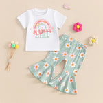 Letter Printed Long Sleeve Bell-bottom Pants - Cindi Book