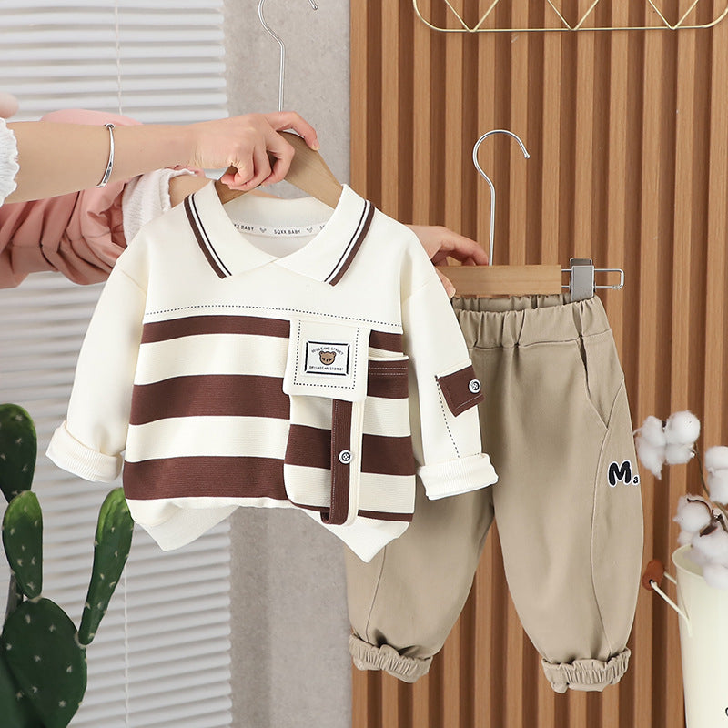 Boys And Girls Striped Large Pocket Lapels Suit - Cindi Book