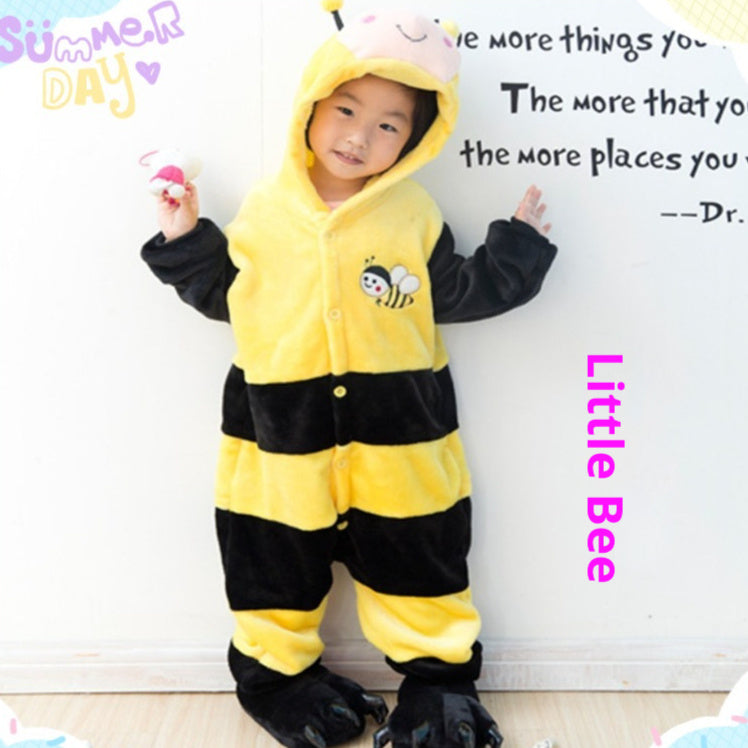 Children's Cute Cartoon Animal Bee One-piece Pajamas Flannel Performance Wear - Cindi Book