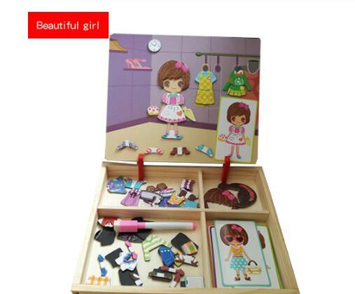 Montessori Magnetic Fun Puzzle Children's Wooden Puzzle Box Game Cartoon Educational Painting Toys For Children Gift Antistress - Cindi Book