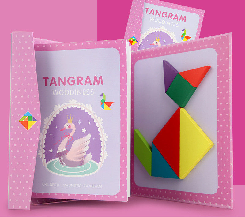 Children's Wooden Magnetic Tangram Educational Toy - Cindi Book