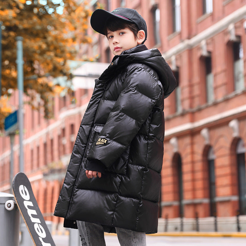 Down Jacket Boy's Long Overfashionable Knee Western Style - Cindi Book