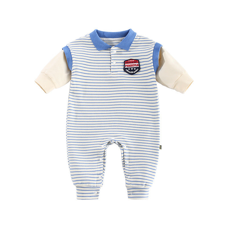 Baby Onesies Striped Male Baby Newborn Clothes Baby Autumn Clothes - Cindi Book
