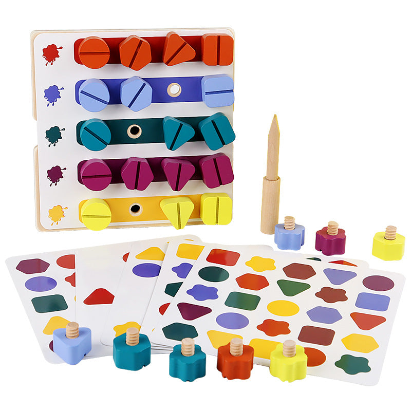 Kindergarten Screw-and-nut Shape Matching Color Puzzle Building Blocks - Cindi Book