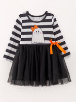 Rylee Faith Designs - Fall Halloween Ghost Baby Girls Tutu Skirt Long Sleeve Stripe Dress - alternate view 2