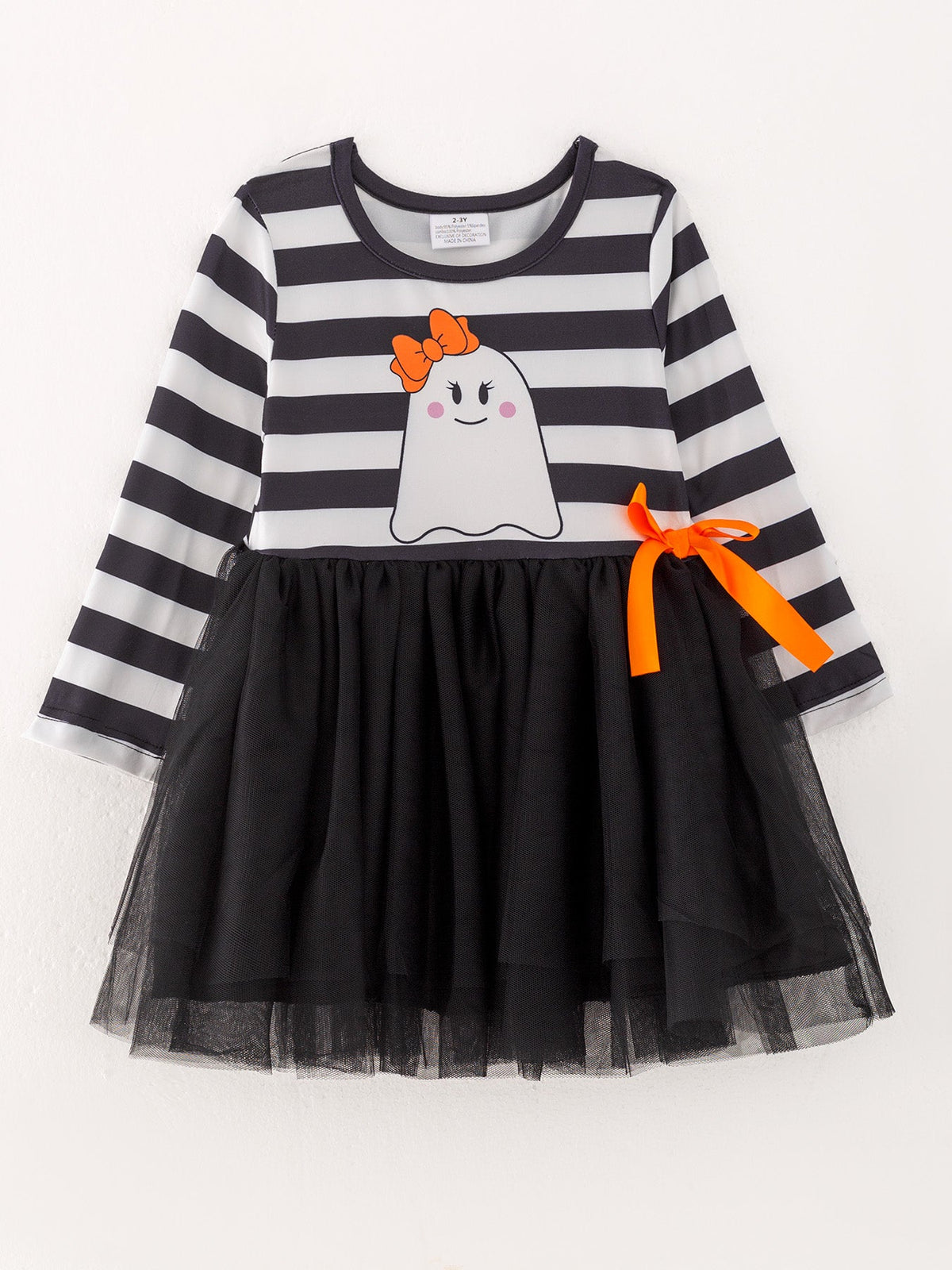 Rylee Faith Designs - Fall Halloween Ghost Baby Girls Tutu Skirt Long Sleeve Stripe Dress - alternate view 2