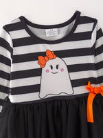 Rylee Faith Designs - Fall Halloween Ghost Baby Girls Tutu Skirt Long Sleeve Stripe Dress - alternate view 4