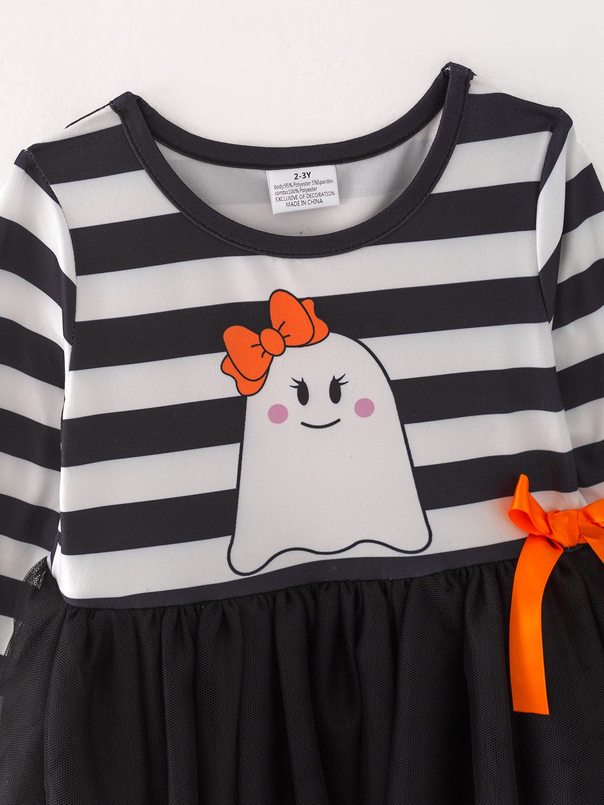 Rylee Faith Designs - Fall Halloween Ghost Baby Girls Tutu Skirt Long Sleeve Stripe Dress - alternate view 4