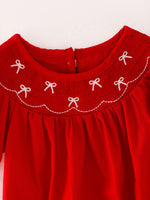 Rylee Faith Designs - Girls Bow Smocking Embroidered Red Romper - alternate view 6