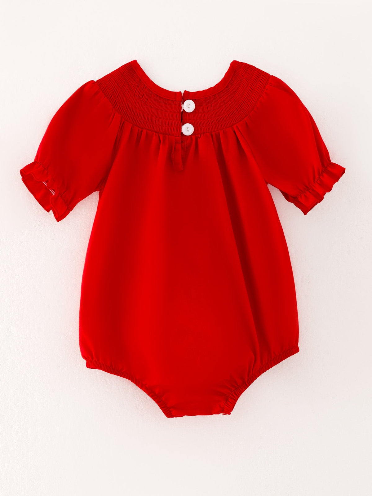 Rylee Faith Designs - Girls Bow Smocking Embroidered Red Romper - alternate view 5