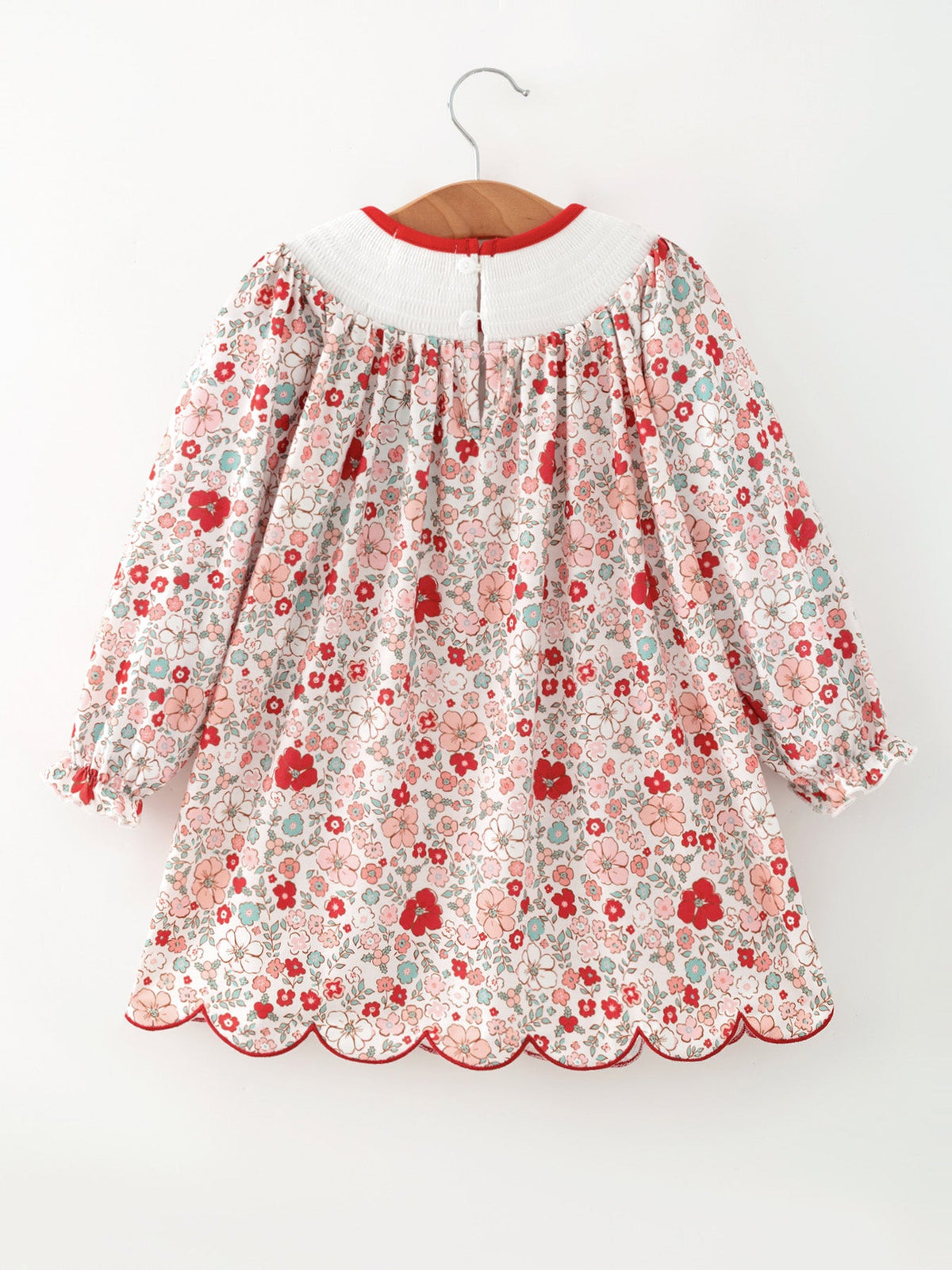 Rylee Faith Designs - Christmas Red Floral Girls Dress Candy Cane Bow Embroidery Dress - alternate view 2