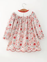 Rylee Faith Designs - Christmas Red Floral Girls Dress Candy Cane Bow Embroidery Dress - alternate view 2