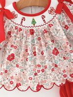 Rylee Faith Designs - Christmas Red Floral Baby Girl Outfit Set Embroidery Bloomer Set - alternate view 2