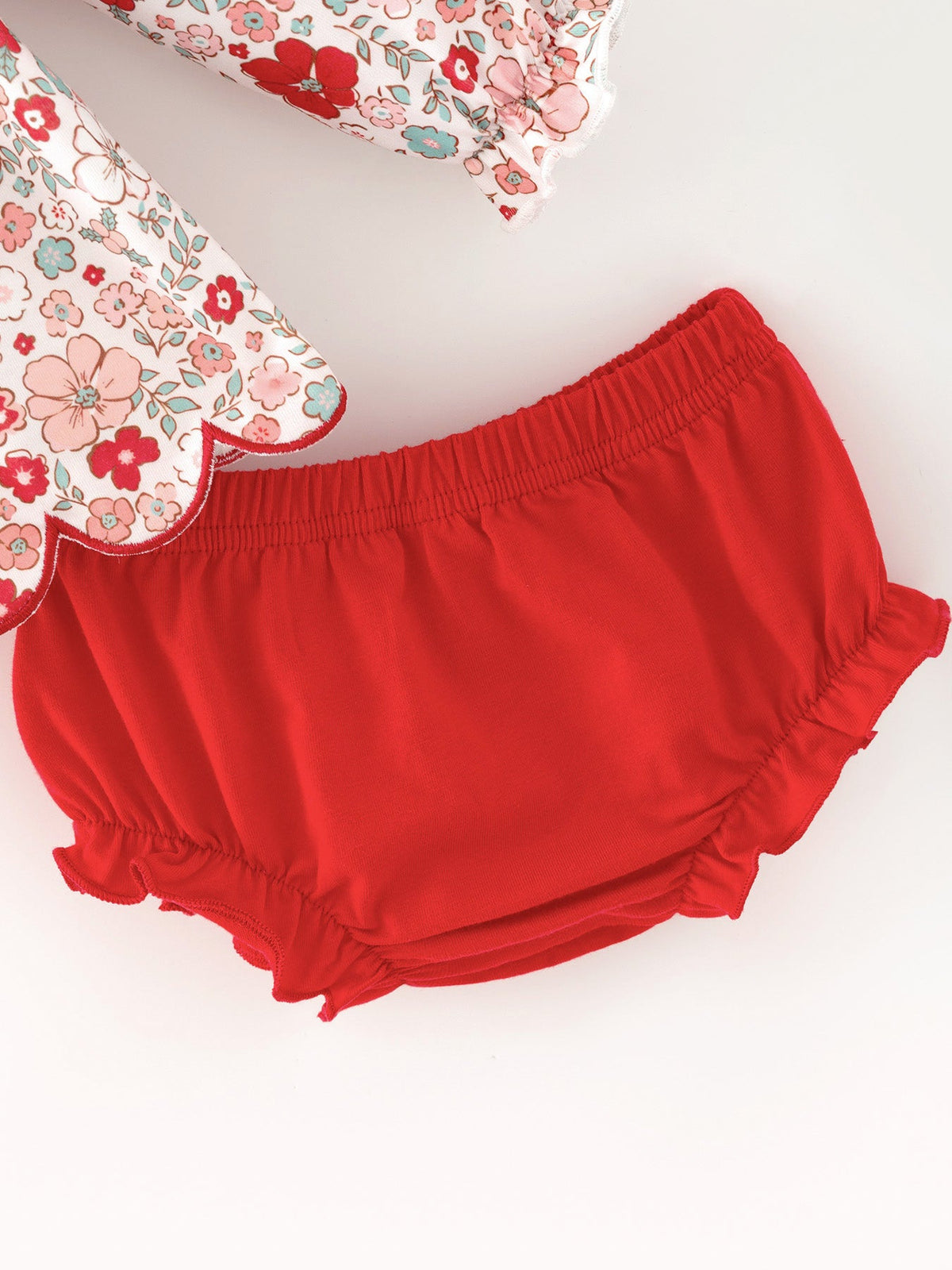 Rylee Faith Designs - Christmas Red Floral Baby Girl Outfit Set Embroidery Bloomer Set - alternate view 3