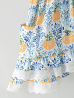 Rylee Faith Designs - Fall Girls Pumpkin Patch Dress Lace Trim with Pockets - alternate view 8
