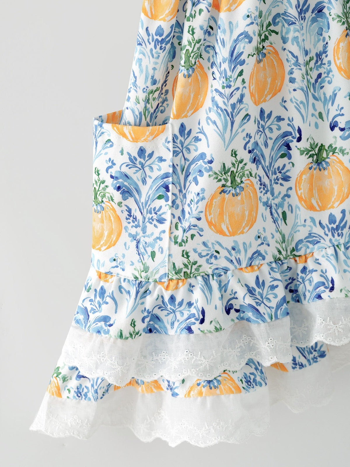 Rylee Faith Designs - Fall Girls Pumpkin Patch Dress Lace Trim with Pockets - alternate view 8
