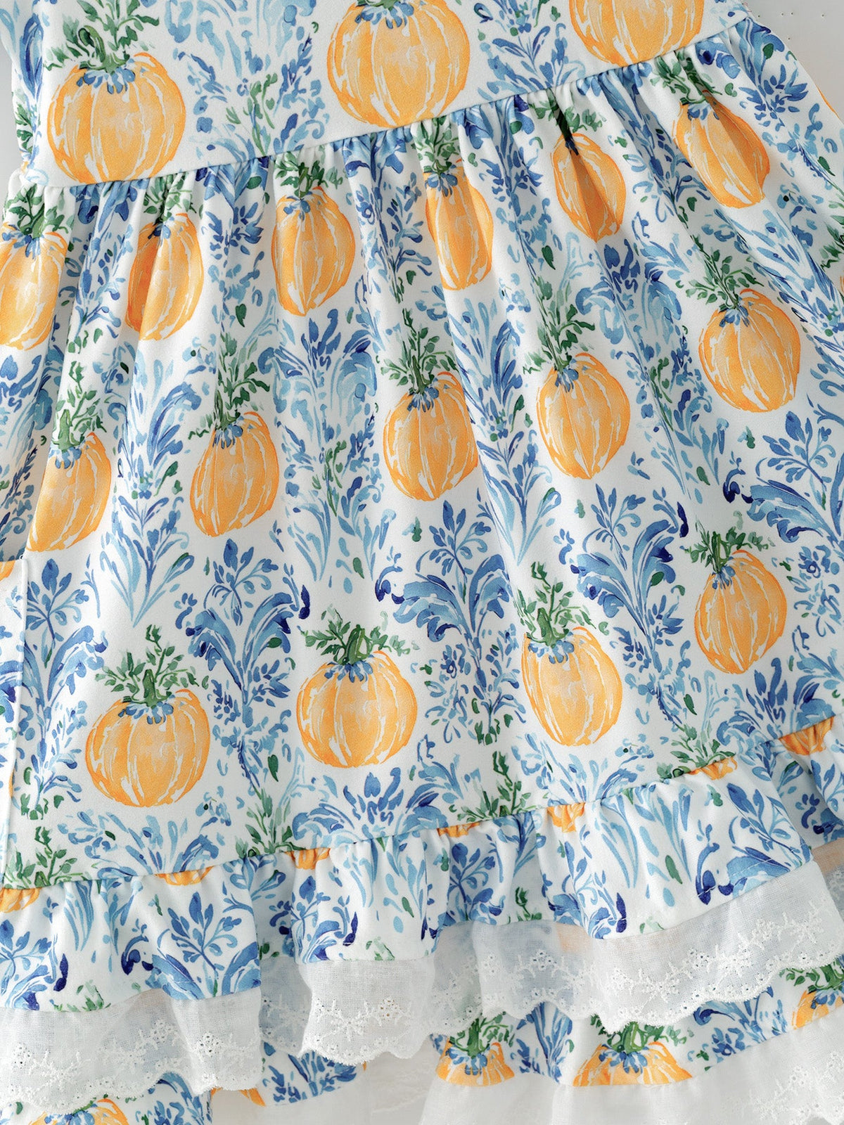 Rylee Faith Designs - Fall Girls Pumpkin Patch Dress Lace Trim with Pockets - alternate view 9