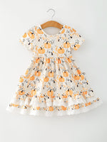 Rylee Faith Designs - Fall Orange Girls Pumpkin Patch Pockets Dress Lace Trim - alternate view 2