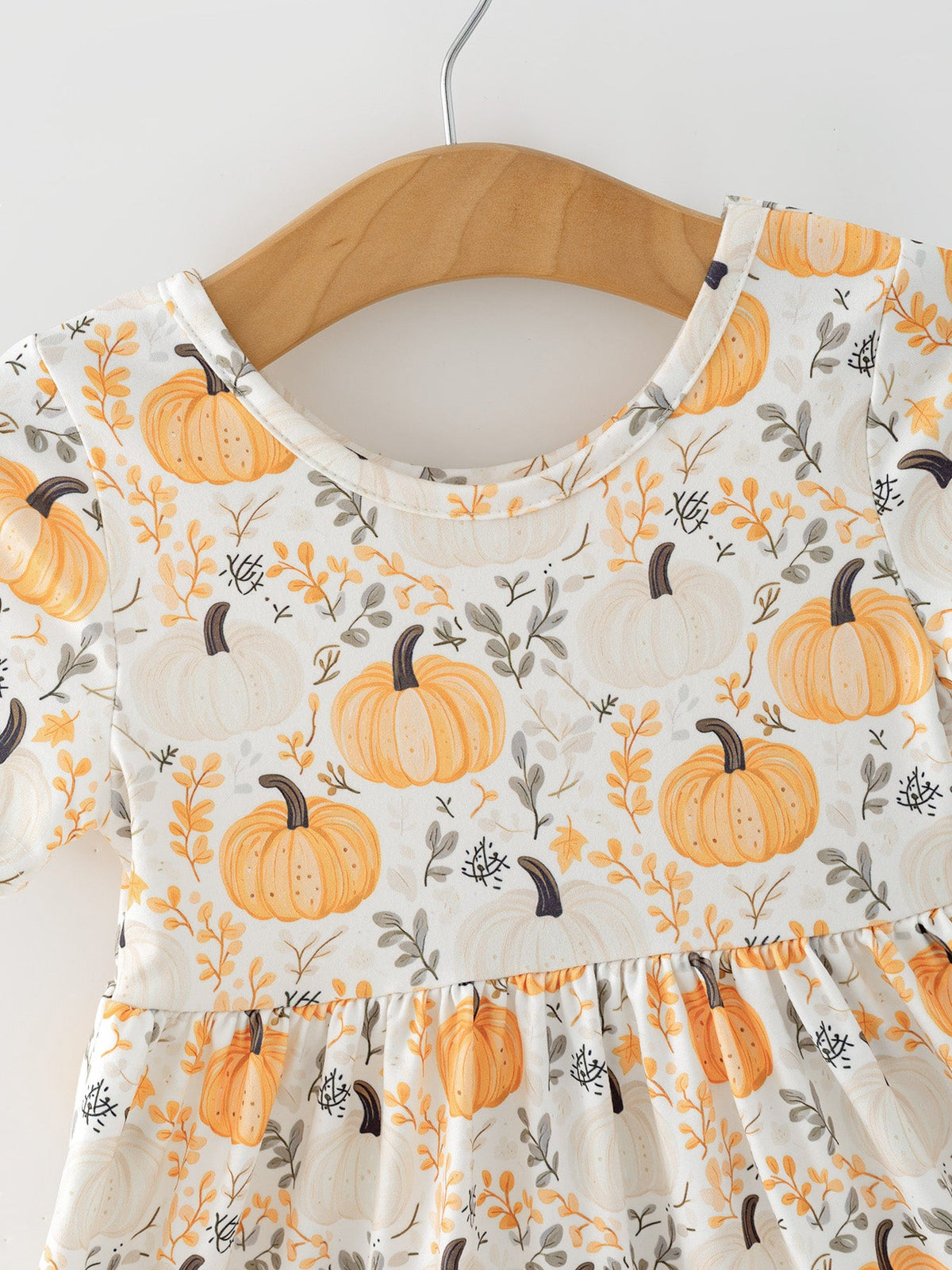 Rylee Faith Designs - Fall Orange Girls Pumpkin Patch Pockets Dress Lace Trim - alternate view 4