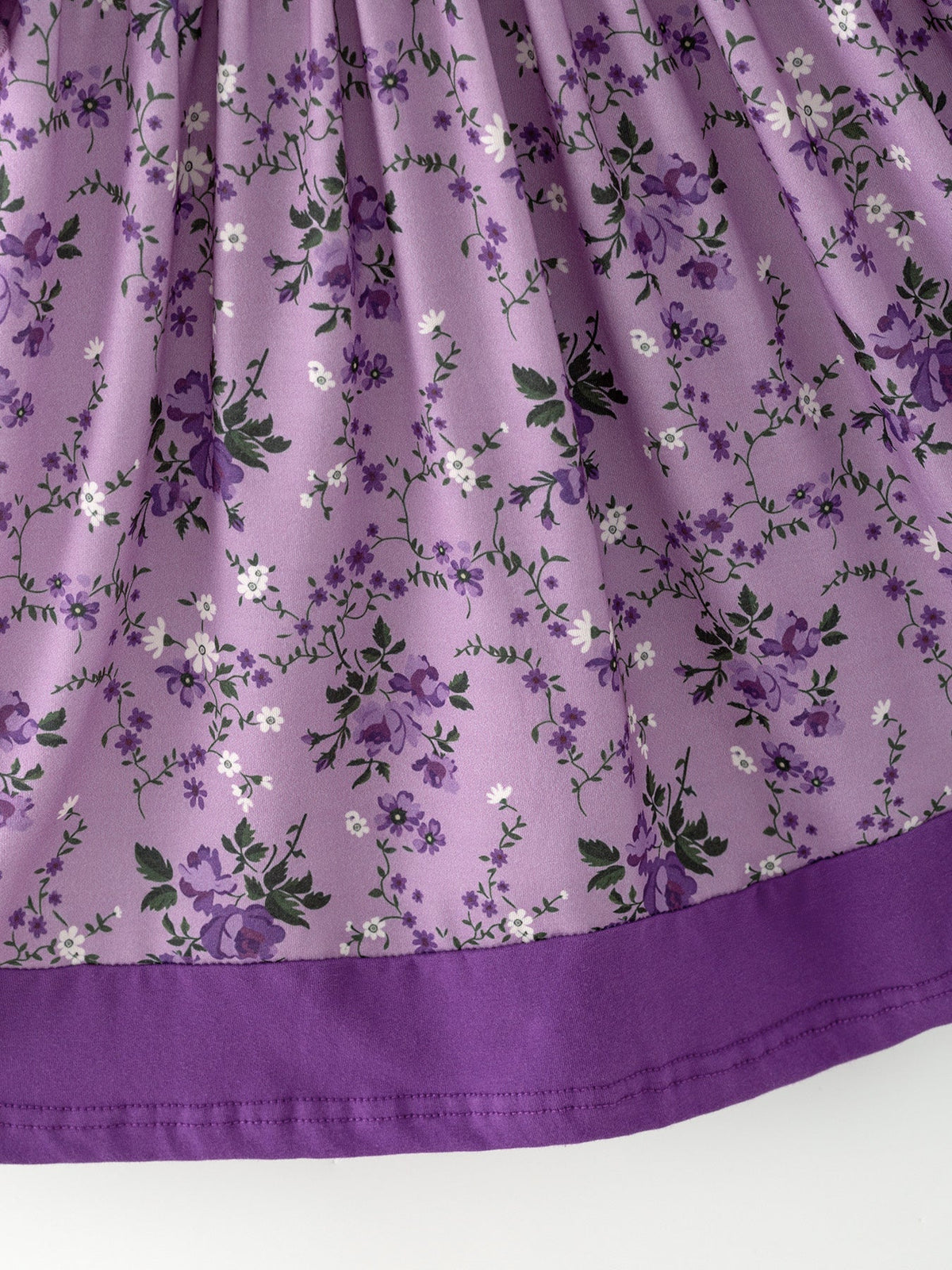 Rylee Faith Designs - Purple Floral Girls Dress Bow Petal Collar Ruffle Hem Dress - alternate view 3