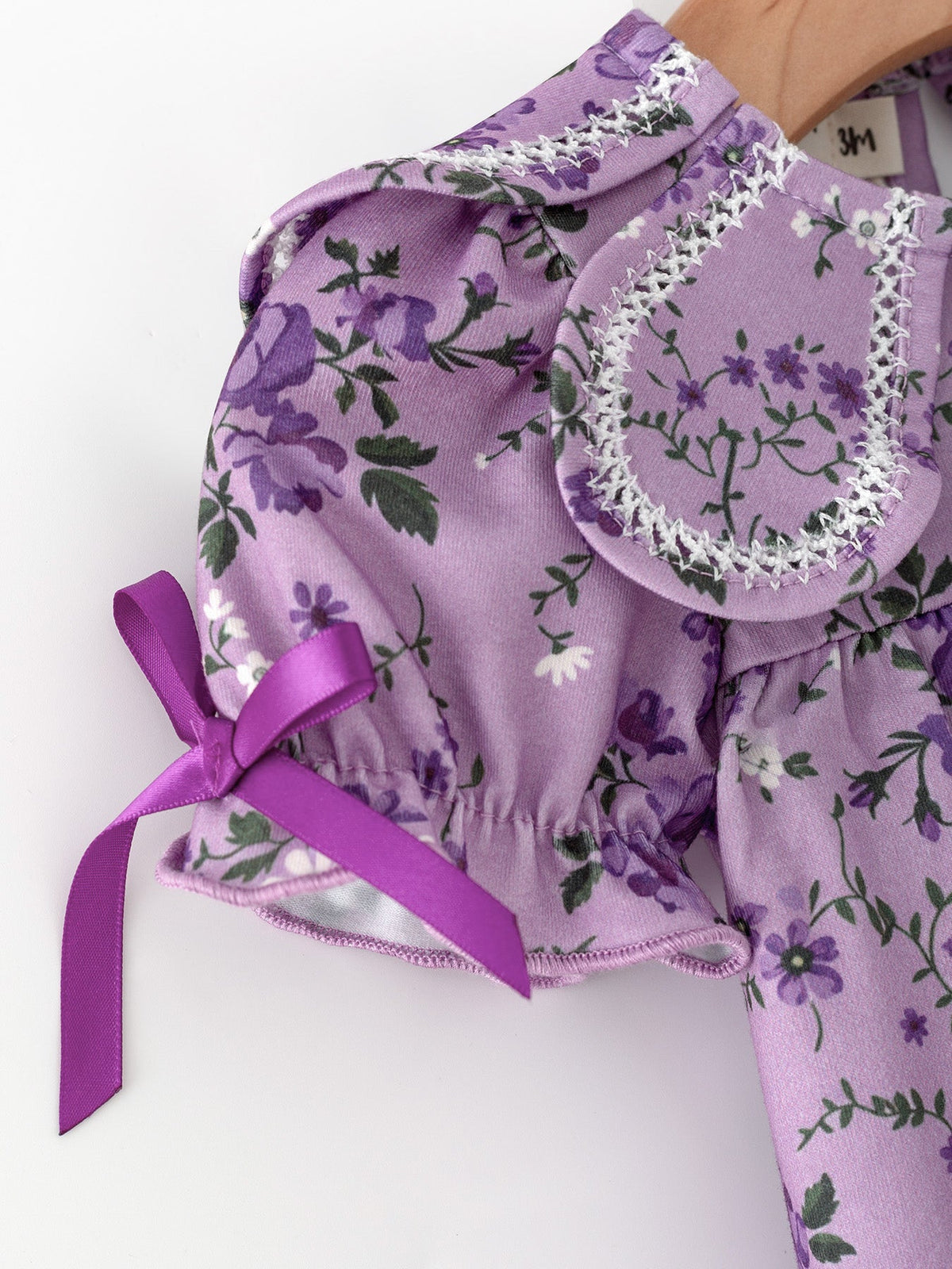Rylee Faith Designs - Floral Girls Outfit Set Purple Puff Sleeve Top Bloomers Set - alternate view 4