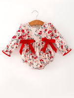 Rylee Faith Designs - Fall Floral Baby Girl Romper Ruffle Bow Long Sleeve