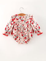 Rylee Faith Designs - Fall Floral Baby Girl Romper Ruffle Bow Long Sleeve - alternate view 2