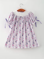 Rylee Faith Designs - Fall Purple Floral Smocked Embroidered Girl Dress - alternate view 2