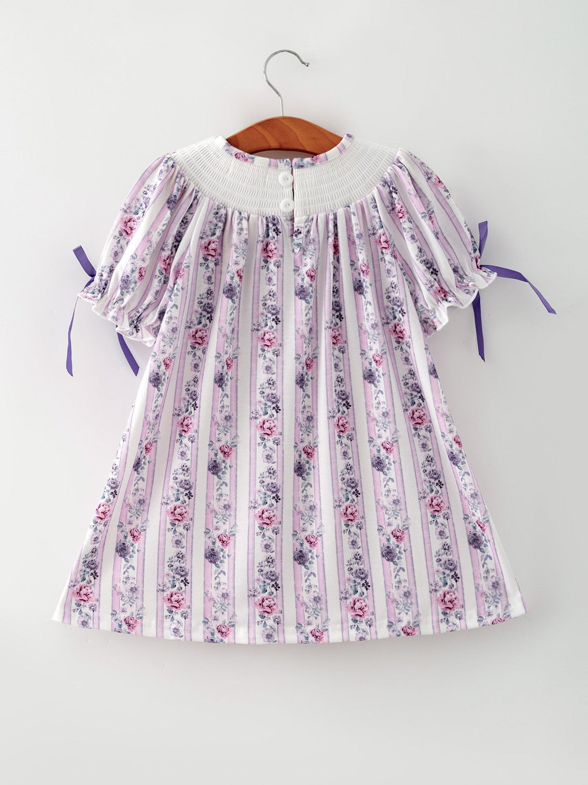 Rylee Faith Designs - Fall Purple Floral Smocked Embroidered Girl Dress - alternate view 2