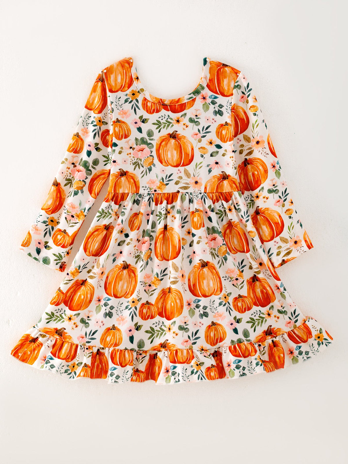 Rylee Faith Designs - Girls FALL Pumpkin Print Long Sleeve Dress - alternate view 3