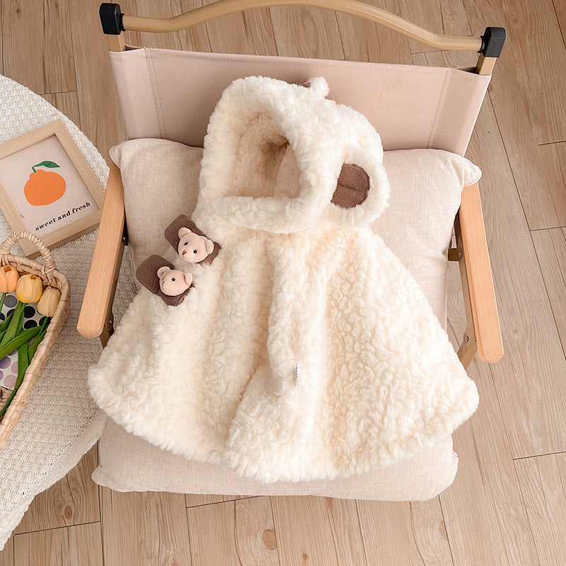 Infant Velvet Cotton Outfit Keep Warm and Windproof in Winter Cape Coat