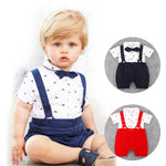 Boy's White Romper Suspender Bow Tie - Cindi Book