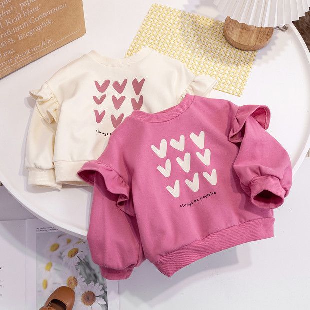 Girls' 2026 Spring Collection New Style Top - Cute And Casual Pullover Hooded Shirt For Children - Children's Heart-shaped Collar Sweatshirt - Cindi Book