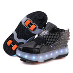 Children's Double-wheel Deformed Wings LED Luminous Rollerskate - Cindi Book