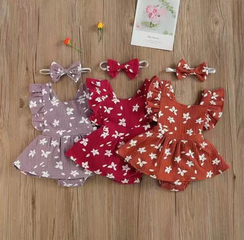 Baby Harness Print Dress Crawling Clothes - Cindi Book